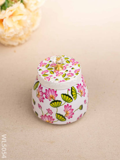 Pichwai Themed Metal Tray with Dry Fruit Jar and Diya Set - WL5054 Metal Decor Utility