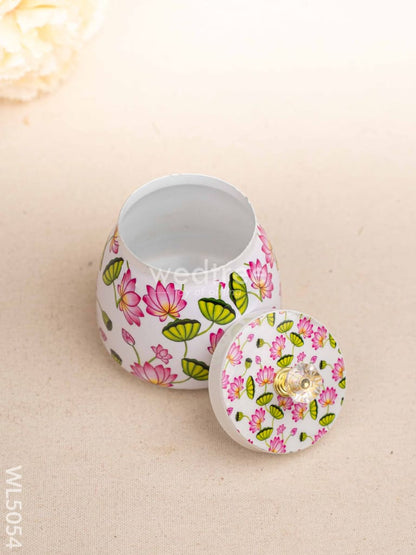 Pichwai Themed Metal Tray with Dry Fruit Jar and Diya Set - WL5054 Metal Decor Utility