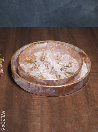 Pink with Gold Digital Printed Tray - Set of 2 - WL3046