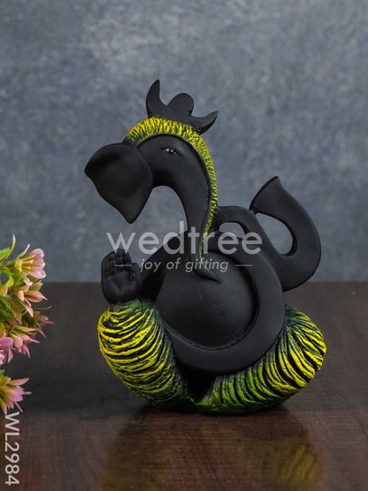 Polyresin Ganesha Idol - Black Matte - WL2984