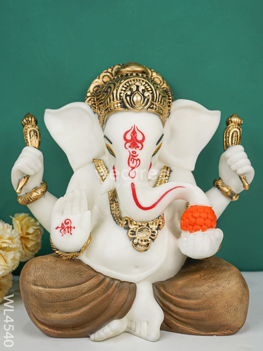 Polyresin Ganesha Idol for Good Luck - White - WL4540