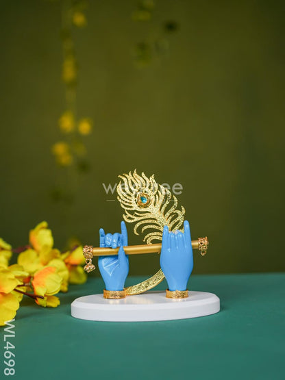 Polyresin Krishna Hand with Flute - Blue - WL4698-1