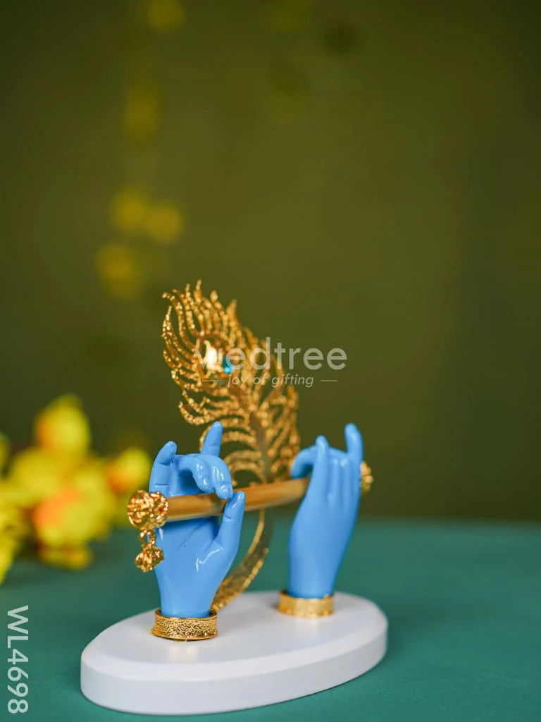 Polyresin Krishna Hand with Flute - Blue - WL4698-1