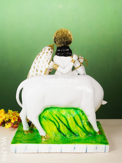 Polyresin Radha-Krishna with Cow Idol - 25 inch - WL4796