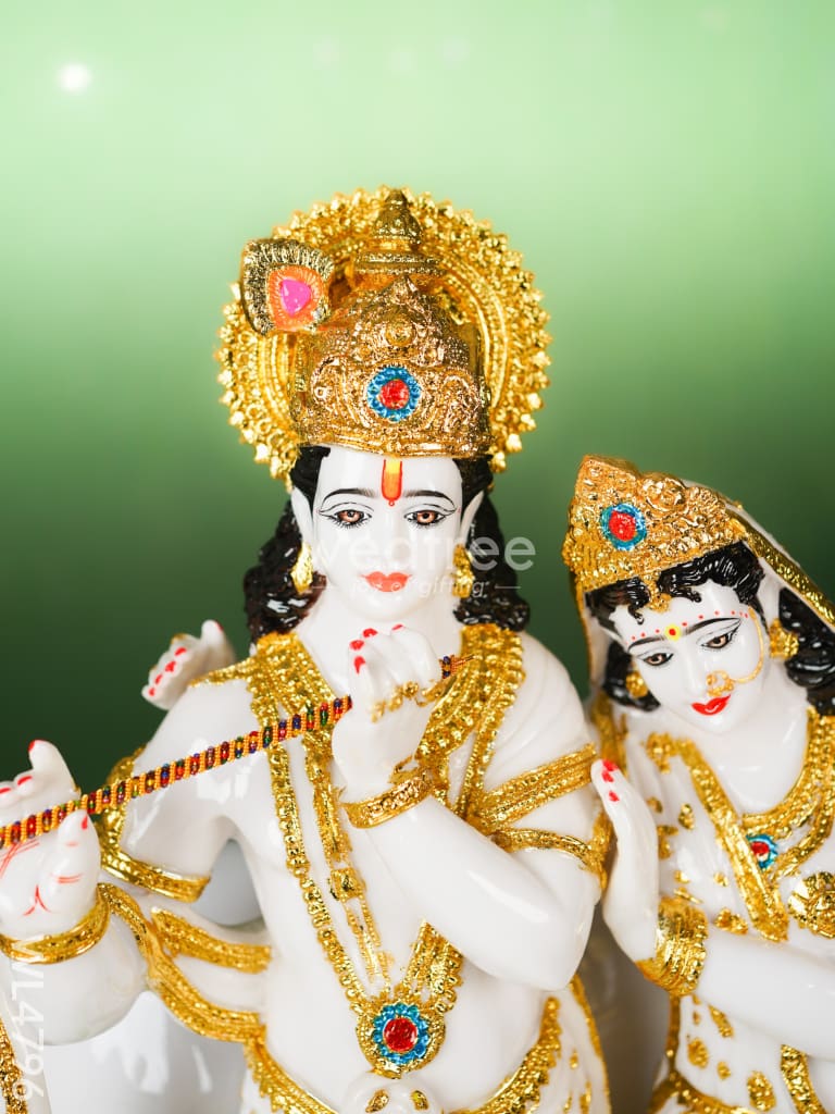 Polyresin Radha-Krishna with Cow Idol - 25 inch - WL4796