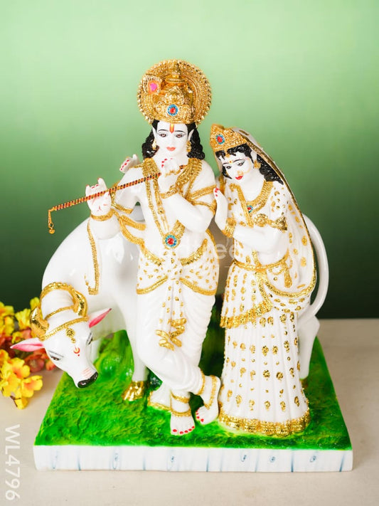 Polyresin Radha-Krishna with Cow Idol - 25 inch - WL4796