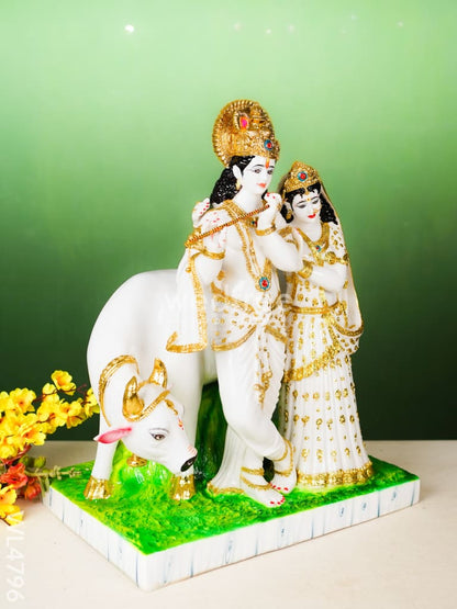 Polyresin Radha-Krishna with Cow Idol - 25 inch - WL4796
