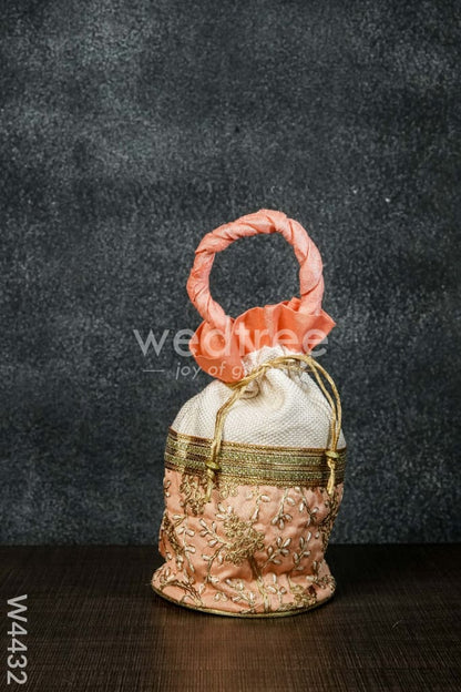 Potli bag with flower embroidery lace - W4432