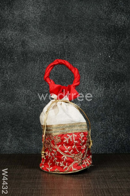Potli bag with flower embroidery lace - W4432