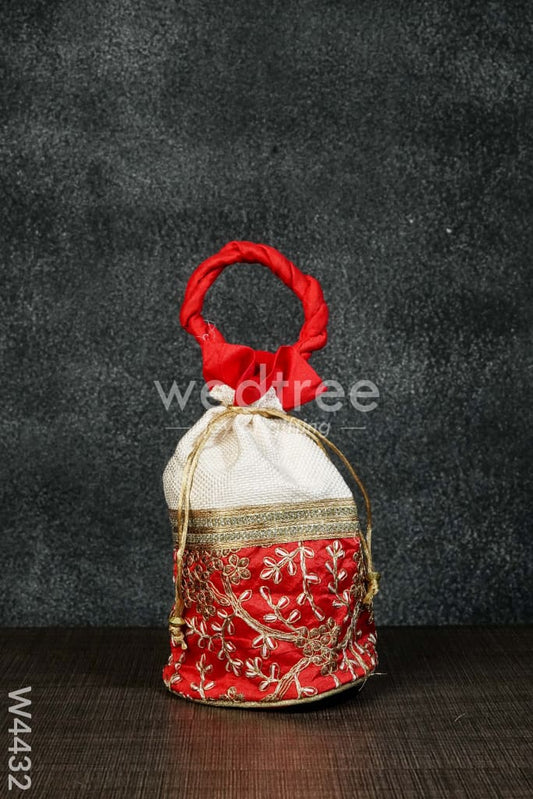 Potli bag with flower embroidery lace - W4432
