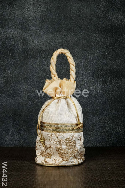 Potli bag with flower embroidery lace - W4432