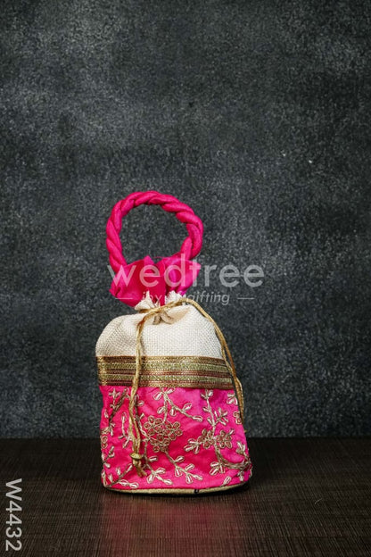 Potli bag with flower embroidery lace - W4432