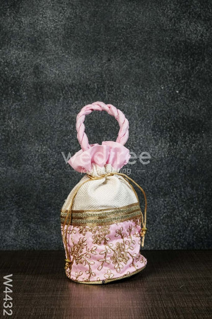 Potli bag with flower embroidery lace - W4432