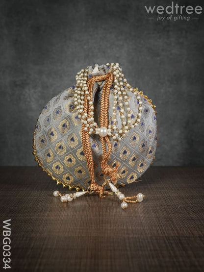 Potli Bag with Golden Block Prints - WBG0334