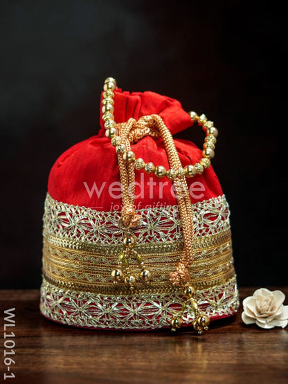 Potli Bag with Layered Embroidery and Zari work - WL1016