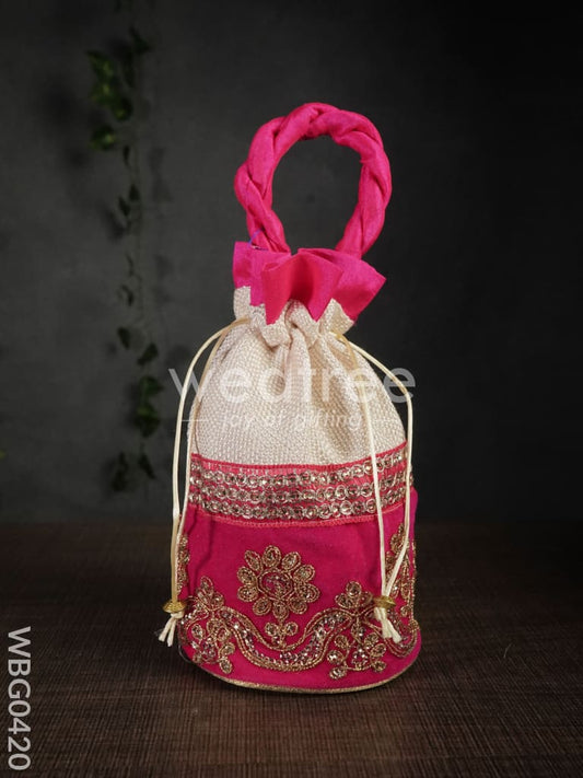 Potli Bag with Velvet Floral Embroidery Lace - WBG0420