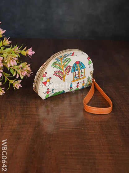 Printed Fabric Ikkat Hand pouch - WBG0642