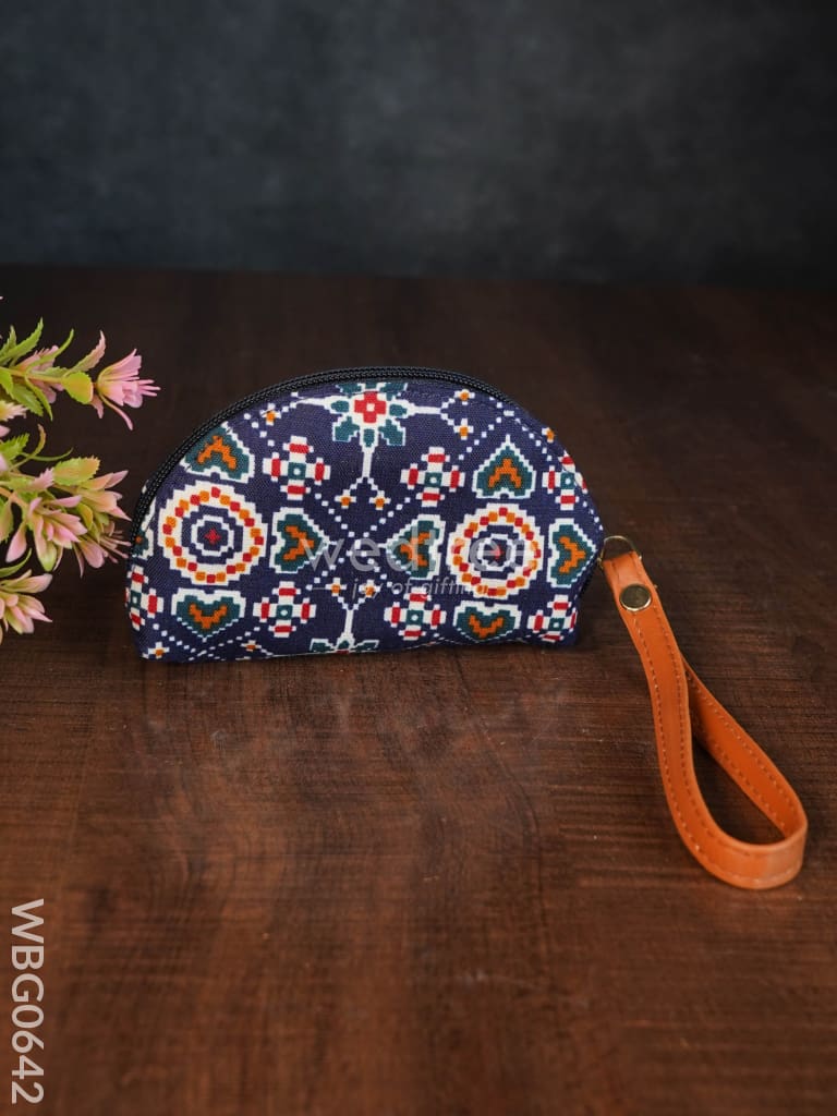 Printed Fabric Ikkat Hand pouch - WBG0642