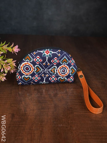 Printed Fabric Ikkat Hand pouch - WBG0642