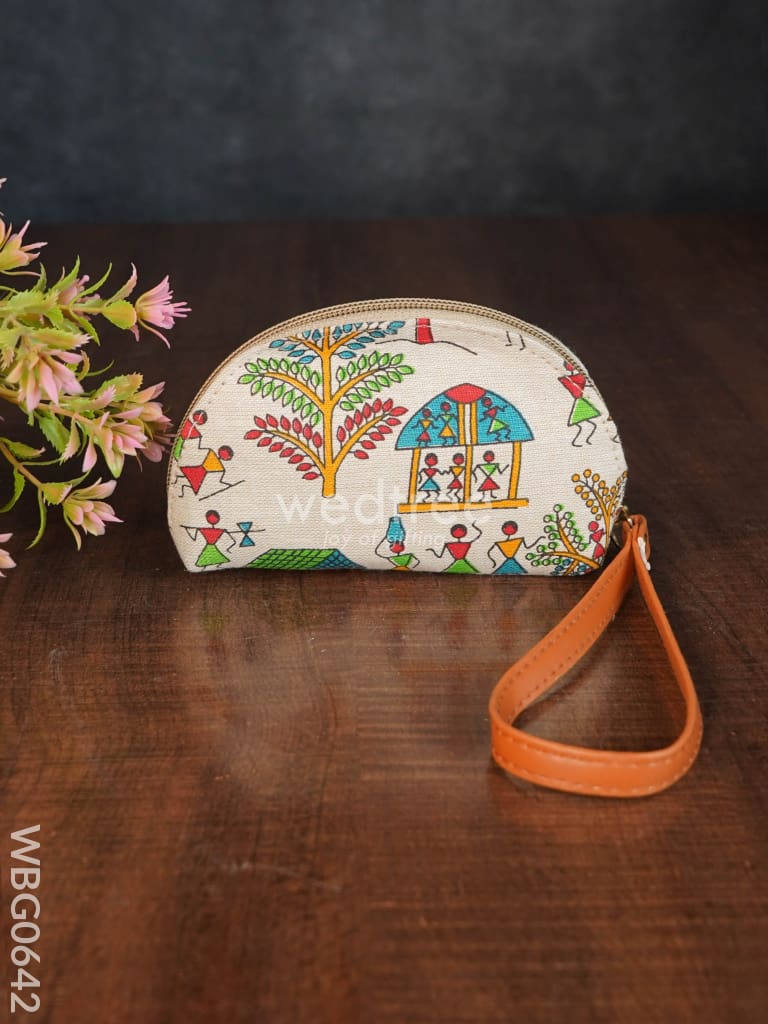 Printed Fabric Ikkat Hand pouch - WBG0642