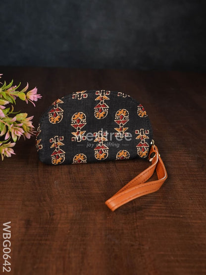 Printed Fabric Ikkat Hand pouch - WBG0642