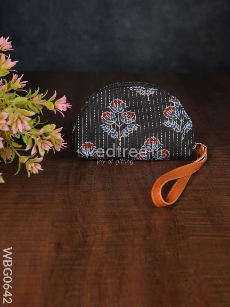 Printed Fabric Ikkat Hand pouch - WBG0642