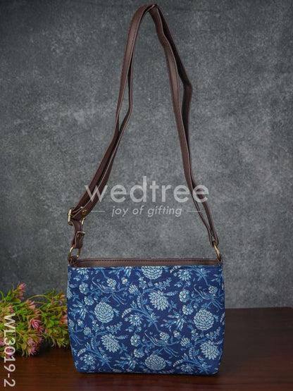 Printed Fabric Sling Bag with Faux Leather Handle - WL3019-2