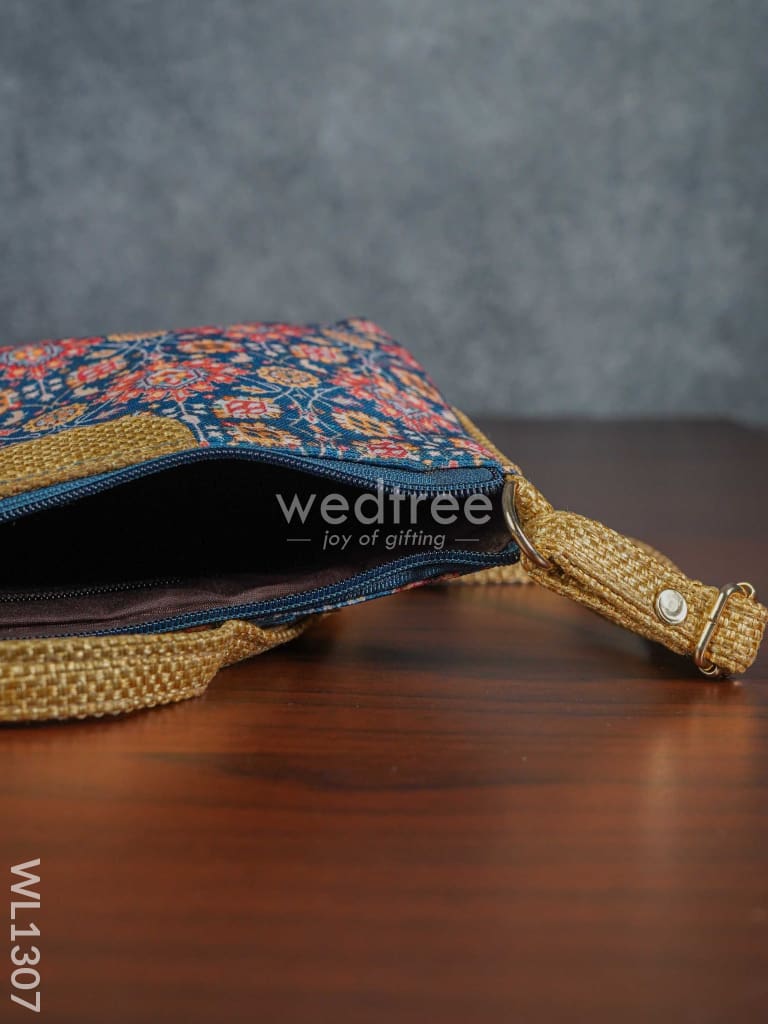 Printed Fabric Sling Bag with Jute Handle - WL1307