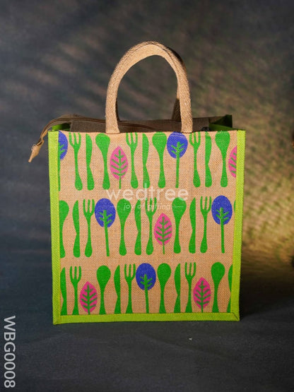 Printed Jute Bag with Zipper - WBG0008
