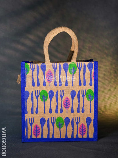 Printed Jute Bag with Zipper - WBG0008