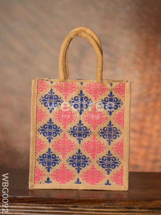 Printed Jute Bag with Zipper - WBG0092