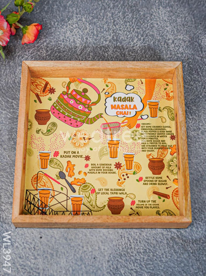Printed Wooden Square Tray - WL3947