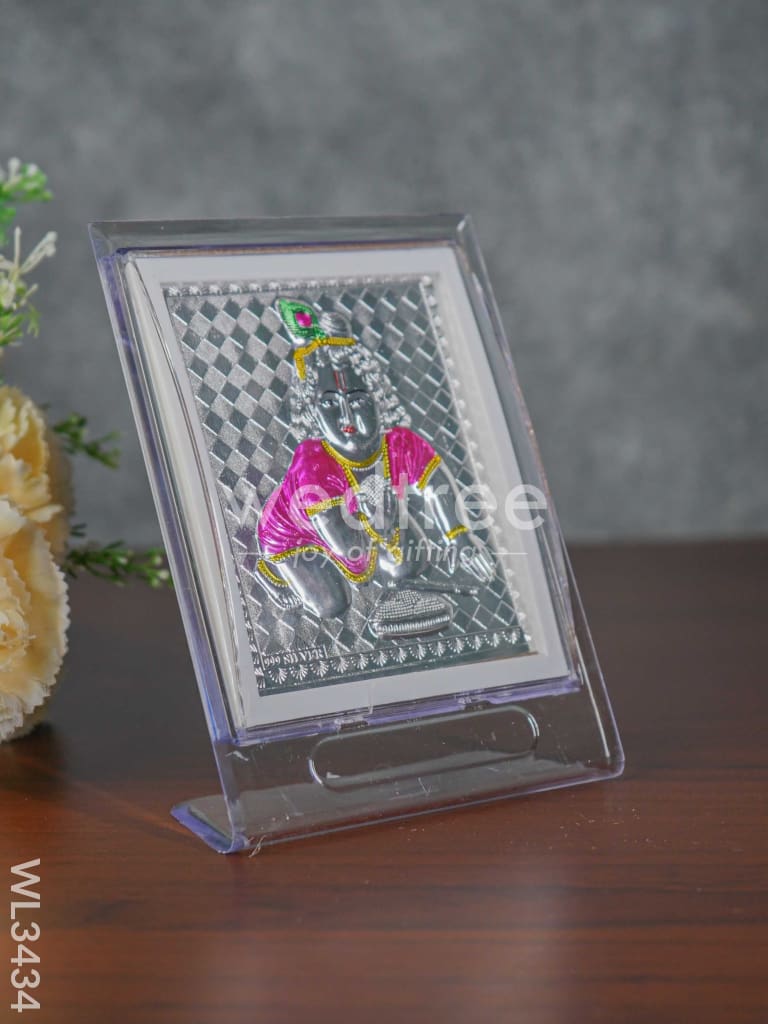 Pure Silver Krishna Photoframe with Stand - WL3434