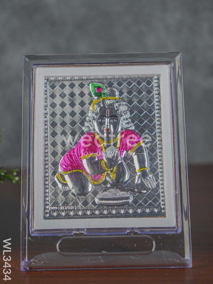 Pure Silver Krishna Photoframe with Stand - WL3434