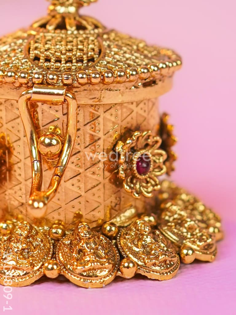 Radha-Krishna Kumkum Holder - 2 inch - Gold - WL4809-1