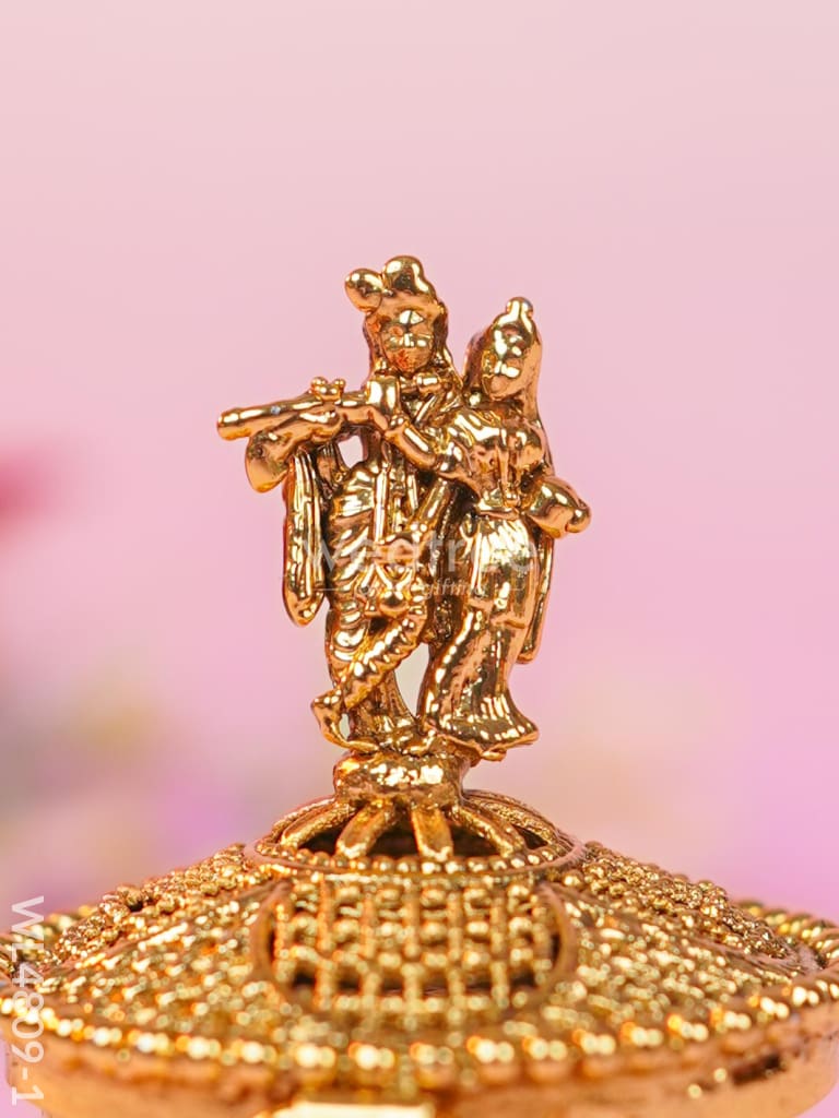 Radha-Krishna Kumkum Holder - 2 inch - Gold - WL4809-1