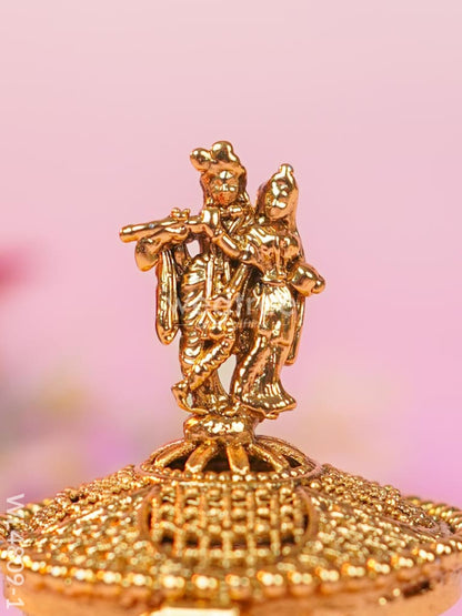 Radha-Krishna Kumkum Holder - 2 inch - Gold - WL4809-1
