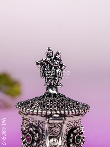 Radha-Krishna Kumkum Holder - 2 inch - Silver - WL4809-2