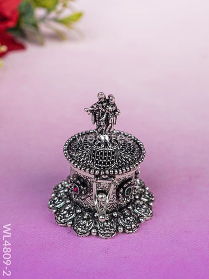 Radha-Krishna Kumkum Holder - 2 inch - Silver - WL4809-2
