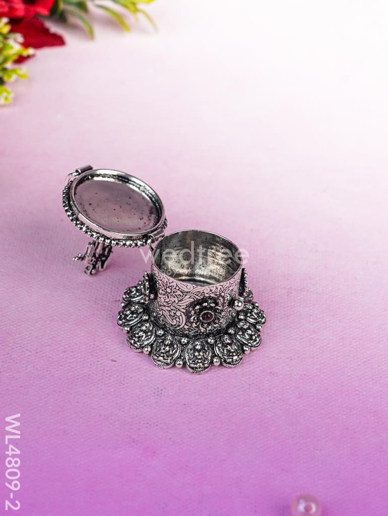 Radha-Krishna Kumkum Holder - 2 inch - Silver - WL4809-2