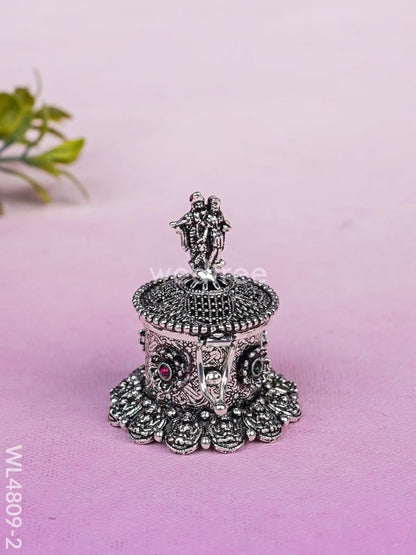 Radha-Krishna Kumkum Holder - 2 inch - Silver - WL4809-2
