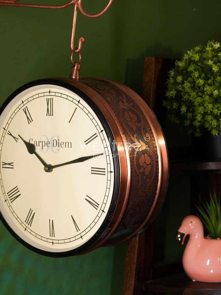 Railway clocks - Copper with floral design