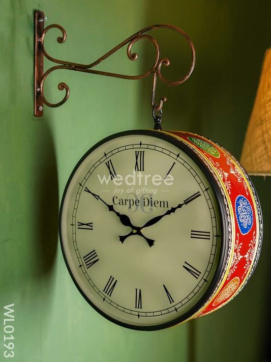 Railway clocks - Hand painted clock in Multi colour design and floral prints