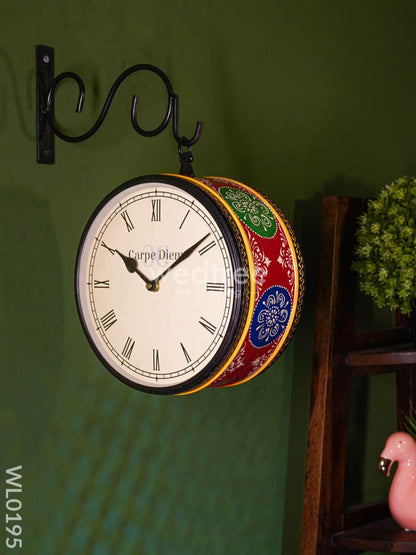 Railway clocks - Hand painted clock in Multi colour design and floral prints