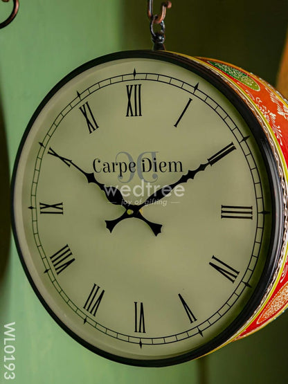 Railway clocks - Hand painted clock in Multi colour design and floral prints