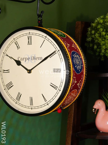 Railway clocks - Hand painted clock in Multi colour design and floral prints