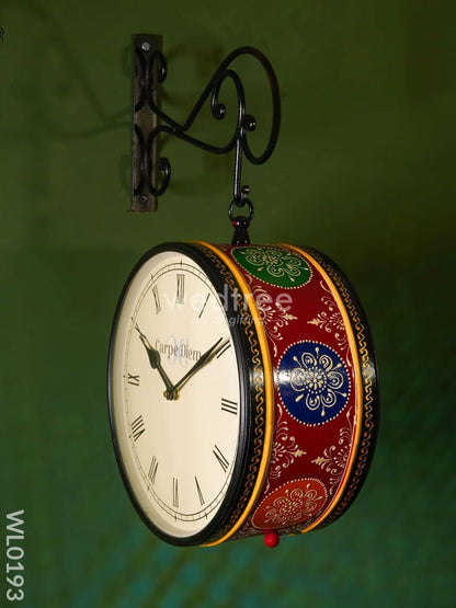 Railway clocks - Hand painted clock in Multi colour design and floral prints