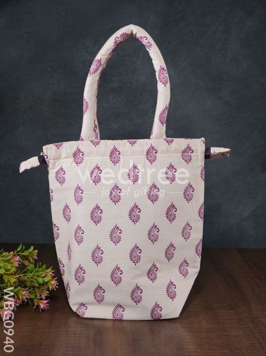 Raw Silk Printed Hand Bag - WBG0940
