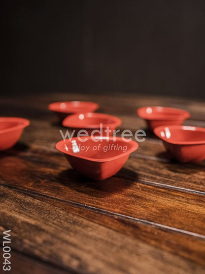 Red Metal Diya (Set of 6) - WL0043