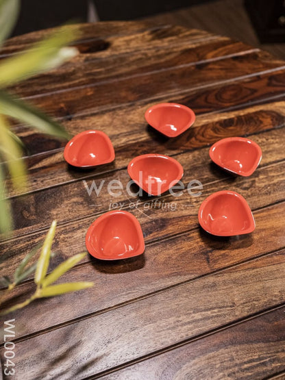 Red Metal Diya (Set of 6) - WL0043